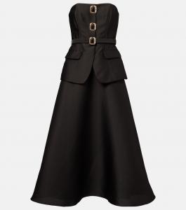 Украшенное платье миди с поясом Self-Portrait, черный