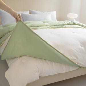 Fuanna Одеяло 220х240 см, двойной жаккард, цвет Cream Green, наполнитель хлопок, вес 3 кг