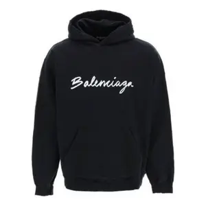 Толстовка script logo oversized popover hoodie 'black white' Balenciaga, черный