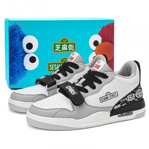 SESAME STREET Скользоустойчивые амортизирующие износостойкие дышащие низкие скейтбордские кроссовки унисекс бело-серые, цвет White Gray