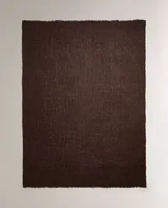 Плед Zara Home Fringed Linen, 140 x 190 см, коричневый