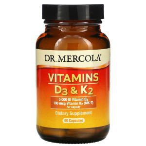 Dr. Mercola витамины D3 и K2, 90 капсул