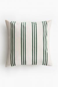 Наволочка на уличную подушку H&M Outdoor Pillow, 50X50 см, белый/зеленый