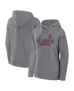 Женский пуловер с капюшоном с фирменным логотипом Heather Grey St. Louis Cardinals Script Favorite Fanatics, серый