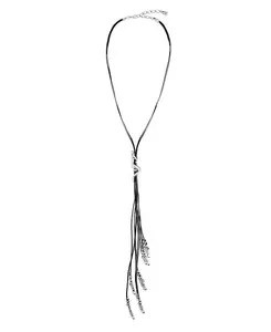 Ожерелье из коричневых кожаных шнуров Unode50, silver