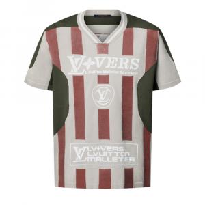 Топ с коротким рукавом и V-образным вырезом в технике интарсия LOUIS VUITTON, мультиколор