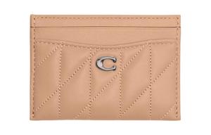 Визитница из кожи Миниатюрная для женщин Серебристая и Светло-желтая COACH