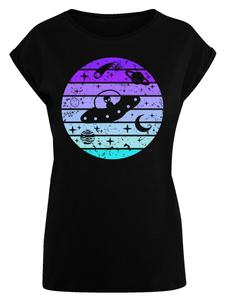 Рубашка F4NT4STIC Retro Alien Weltraum Sonnenuntergang, черный