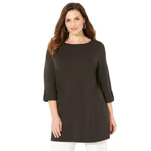 Женская футболка-туника с лодочкой Suprema plus size Catherines, Black