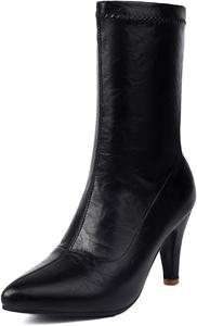 Женские модные эластичные изящные ботильоны с заостренным носком на высокой шпильке JOEUSTY, Black