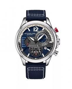 Мужские японские кварцевые хронографы, модель 4029, часы с кожаным ремешком Stuhrling, синий
