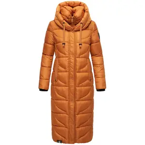 Стеганое пальто Наваху "Вафля", модное зимнее пальто с разрезами и капюшоном Navahoo, цвет Zimt