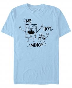 Мужская футболка с круглым вырезом и короткими рукавами doodlebob and squid Fifth Sun, голубой