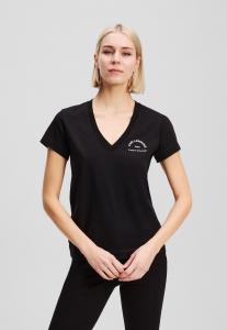 Футболка с принтом V NECK KARL LAGERFELD, черный