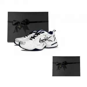 Nike Мужские и женские противоскользящие и износостойкие низкие массивные кроссовки Air Monarch 4 черно-белые