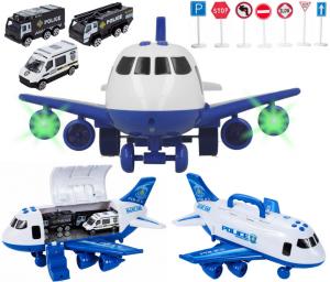 Интерактивный светодиодный полицейский самолет с приводом + автомобили U517 elektrostator