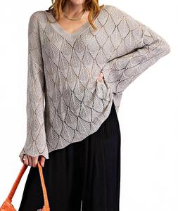 Шикарный легкий вязаный свитер в теплом сером цвете Easel, серый