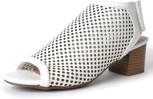 Женские ботильоны J. Adams Maddie - с открытым носком, низким широким каблуком и ремешком на липучке, White Vegan Leather