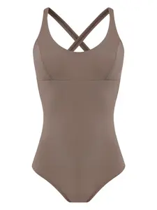 Купальник с перекрестными бретелями Amir Slama, коричневый