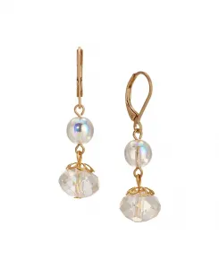 Двойные серьги с круглыми кристаллами AB 2028, white