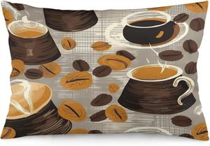 MaSiledy Декоративная наволочка с кофейным принтом и скрытой молнией Pattern-1