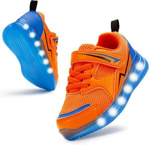 Детские кроссовки Floranate с подсветкой для мальчиков и девочек, светящиеся LED, легкие для прогулок и тенниса, для малышей и маленьких детей, оранжевый