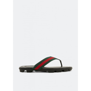 Сандалии GUCCI Web and leather thong sandals, черный