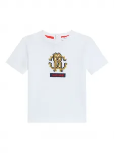 Футболка с вышивкой Roberto Cavalli Junior, белый