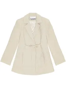 Фактурный блейзер с завязками GANNI, нейтральный