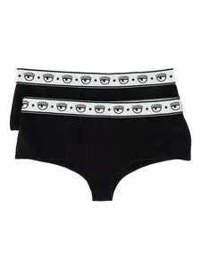 Хлопковые трусы с фирменной нашивкой в виде глаза (упаковка из двух штук) Chiara Ferragni, черный