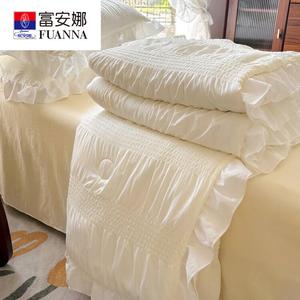 Fuanna Комплект летнего одеяла из 3-4 предметов, пузырчатая марля, 200х230 см, наполнитель 100% хлопок, цвет Milkshake White + Cream Yellow