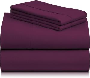 Комплект постельного белья LuxClub, 4 предмета, 274х260/193х203/51х91 см, баклажанный