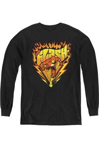DC Comics Футболка с длинным рукавом "Молниеносная скорость" Flash для детей Gildan, черный