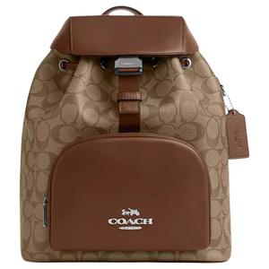 Pacer Искусственная кожа Коровья кожа Рюкзак с аппликацией Большой размер Женский Хаки COACH