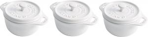Набор керамических кокотниц Staub Mini Round, 3 штуки, 0,25 л, 13,5 см, белый