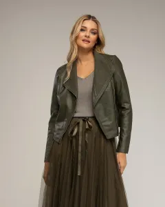 Женская куртка из искусственной кожи, модель «perfecto» Tantra, темно-зеленый