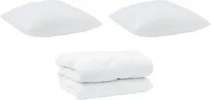 Одеяло с подушкой из 3 предметов, белая микрофибра и пуховые перья vidaXL