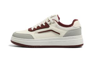 HUANQIU Антискользящие износостойкие низкие скейтерские кеды мужские бежево-бордовые, цвет Beige Burgundy