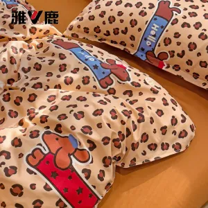 Yalu Комплект постельного белья 1,8 м, 4 предмета: пододеяльник 180*220 см, простыня, 2 наволочки, цвет Baowen Lanzhanggou, устойчивость к пиллингу и линьке