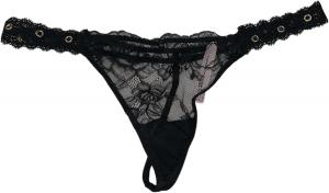 Трусики-стринги Victoria's Secret Rose Lace Grommet с V-образным вырезом, цвет черный, новые, Black