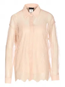 Рубашка на пуговицах из кружева по всему изделию Liu Jo, розовый