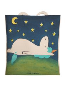 Mr. & Mrs. Panda Тканевая сумка-шоппер с изображением единорога и звездного неба    белого цвета