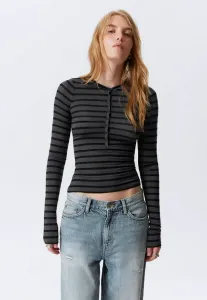 Рубашка-Поло с длинными рукавами Weekday, Dark Grey