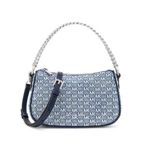 MICHAEL KORS Сумка через плечо из джинсовой ткани маленькая женская светло-голубой/темно-синий деним