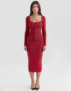 Трикотажная юбка миди House of CB Eliane красного цвета