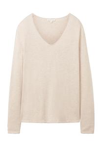 Вязаный женский свитер с V-образным вырезом TOM TAILOR, цвет Desert Sand