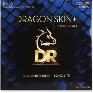 D.R Strings Струны для бас-гитары DR Strings Dragon Skin+ покрытые, 6-струнные - .030-.125, средние
