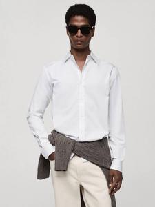 Футболка Cesare Regular Fit с длинными рукавами из хлопка Mango, White