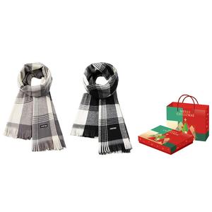 Вязаный шарф унисекс, Black+Gray, Christmas Holiday Box