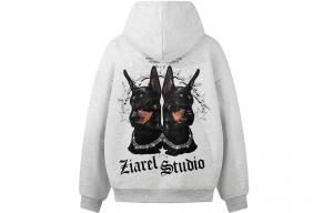 Толстовка Unisex Hooded Moderate Heavyweight ZIAREL, белый heather серый